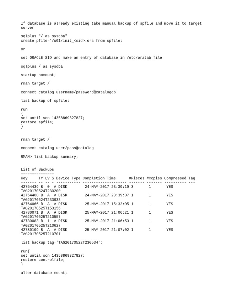 Rman Restore From Backup | PDF