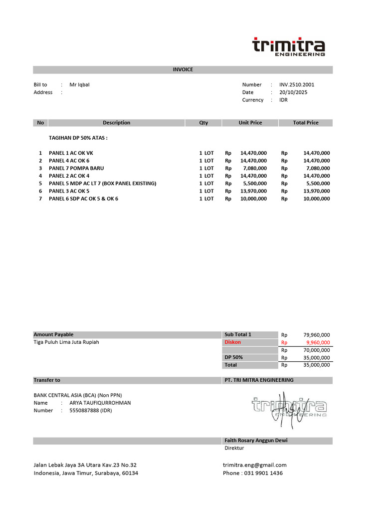 Invoice Panel Power | PDF