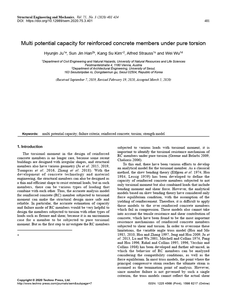 Torsional Capacity in Reinforced Concrete | PDF | Strength Of Materials ...