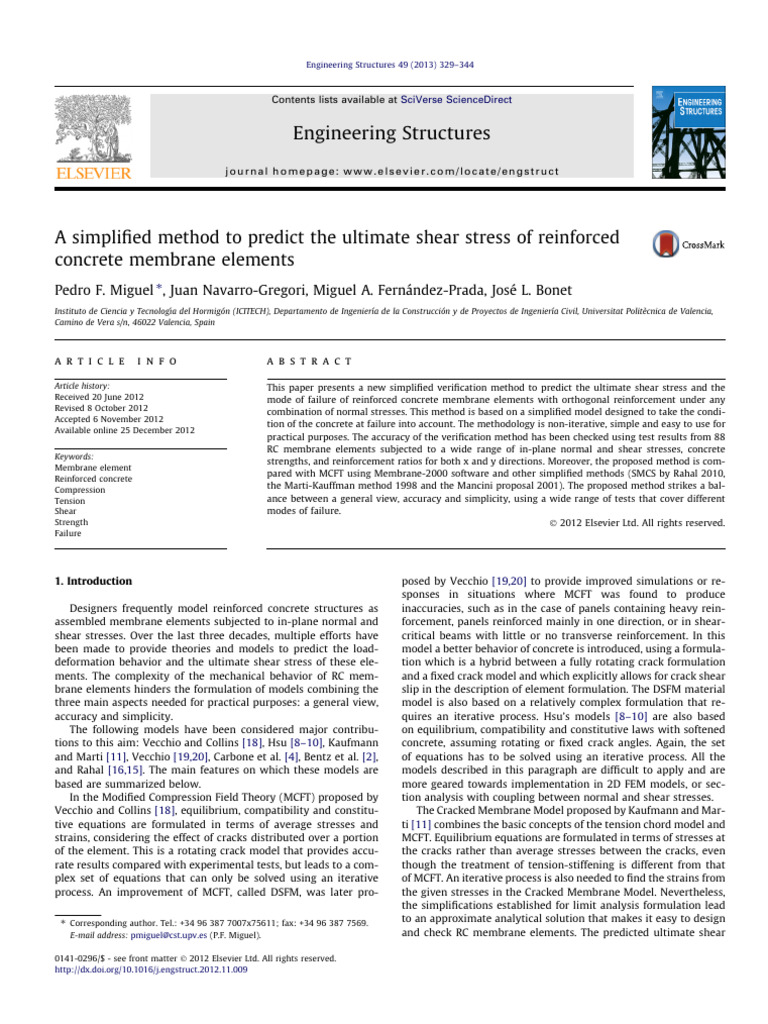 Predicting Shear Stress in Concrete Membranes | PDF | Strength Of ...