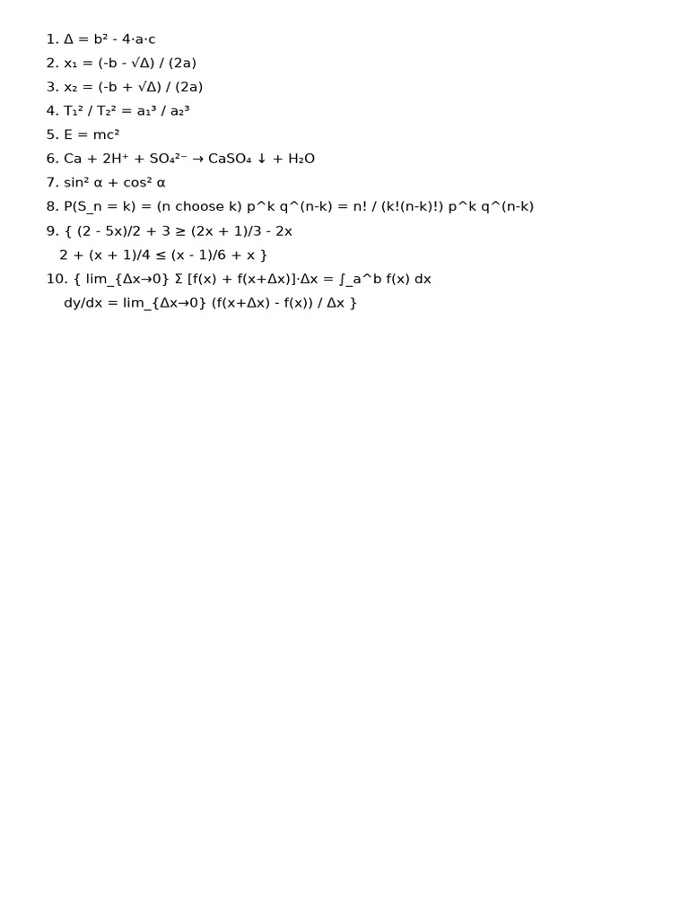 Essential Math Formulas and Concepts | PDF