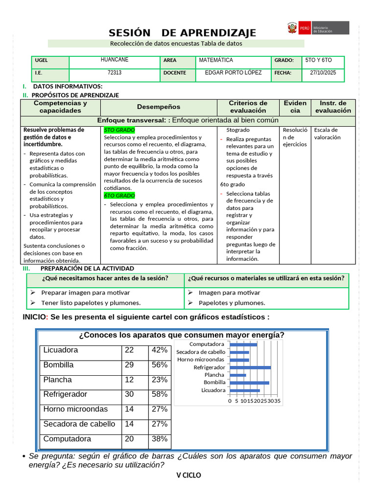 Actividades de Estadística para 5to y 6to Grado | PDF | Datos ...
