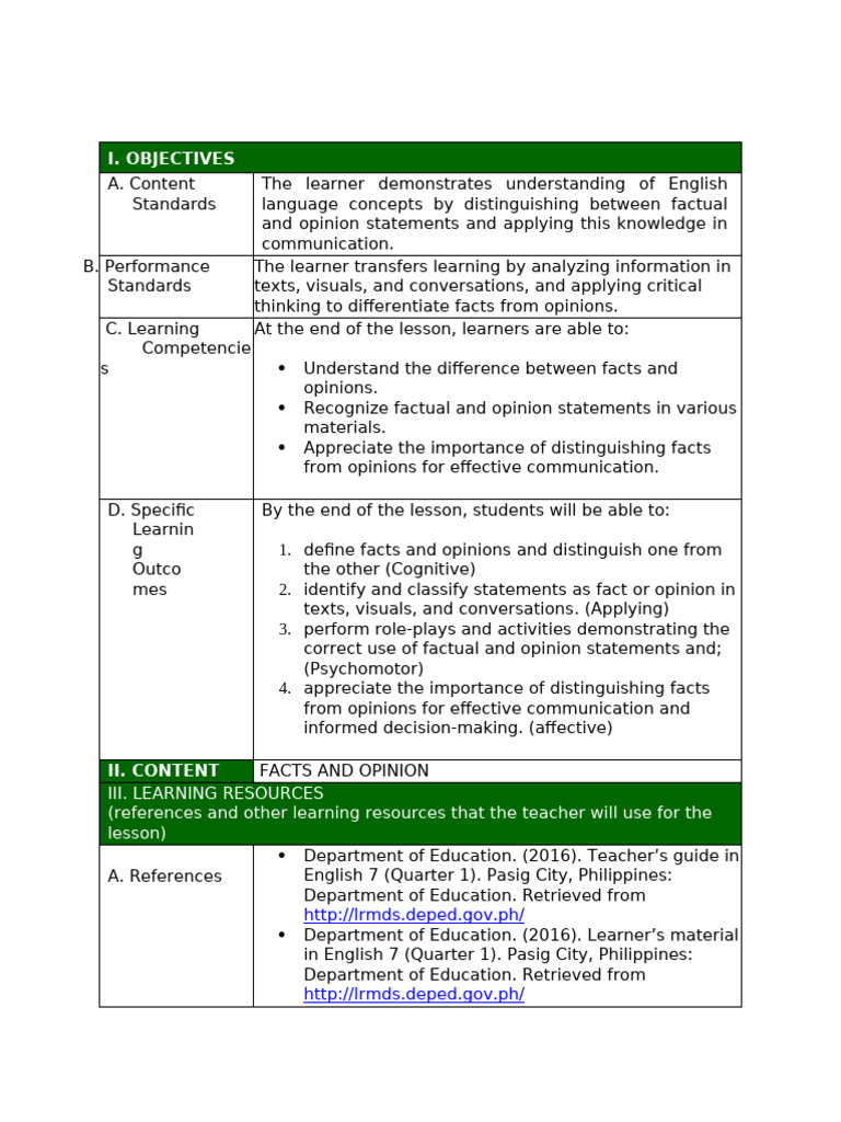Facts vs. Opinions in Communication | PDF | Learning | Cognitive Science
