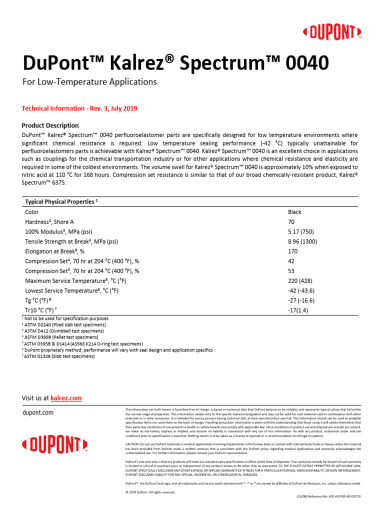 Datasheet Kalrez_0040 | PDF