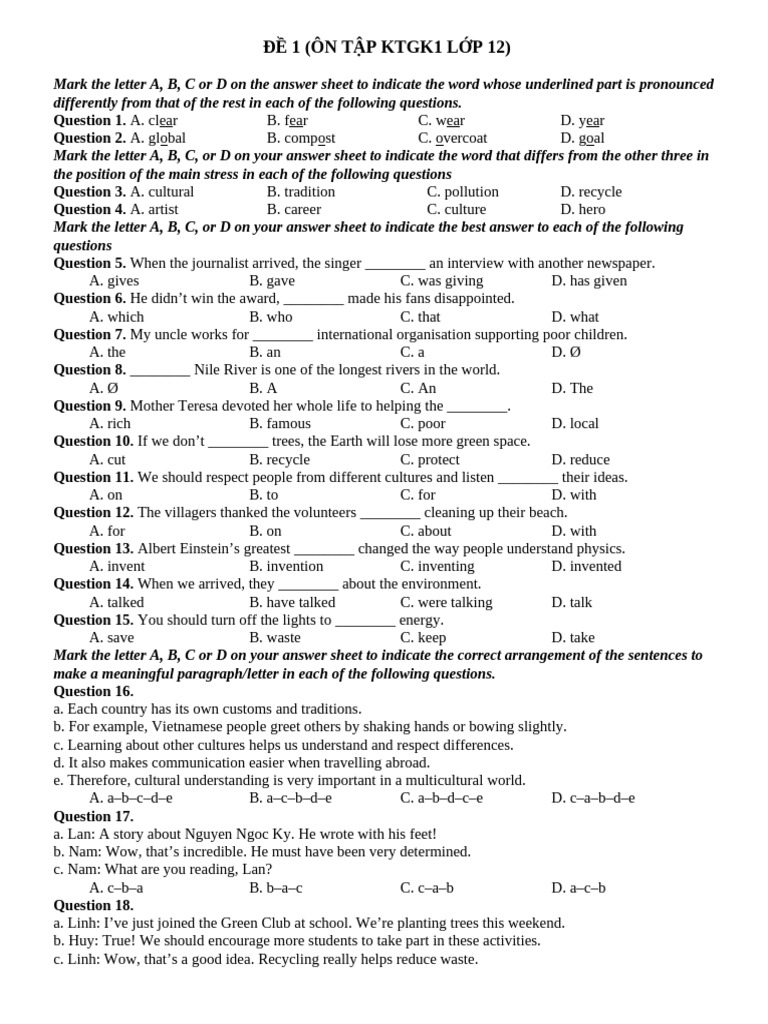 Practice Test for Grade 12 English | PDF | Sustainability | Economy And ...