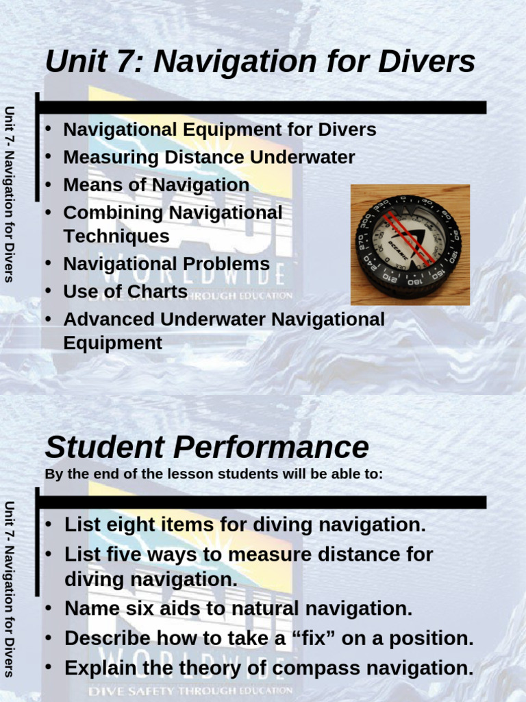 Unit 7 - Navigation For Divers | PDF | Navigation | Scuba Diving