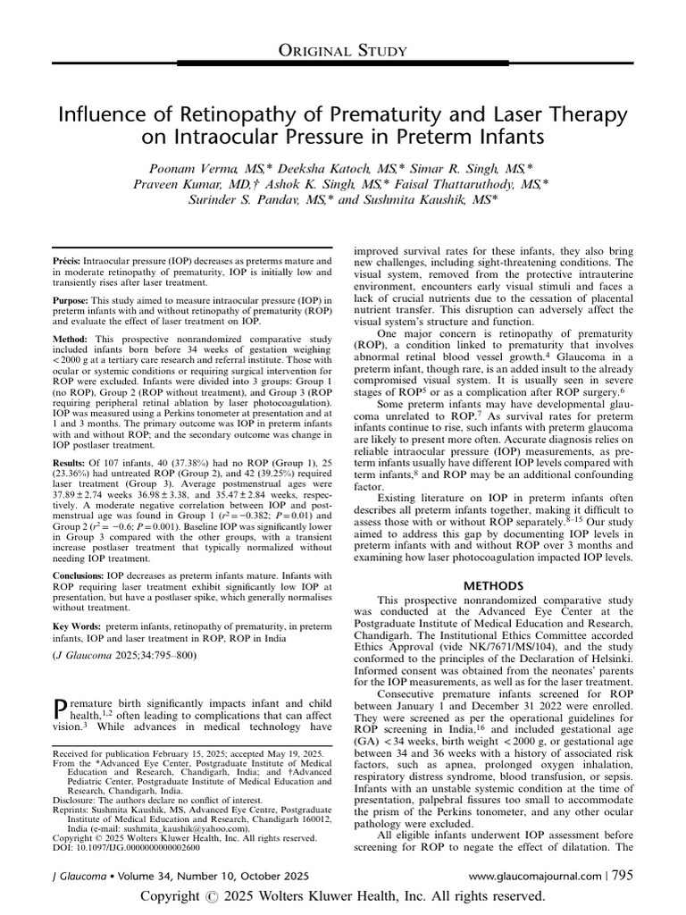 Influence of Retinopathy of Prematurity and Laser.9 | PDF | Preterm ...