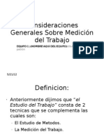 Consideraciones Generales Sobre Medición Del Trabajo