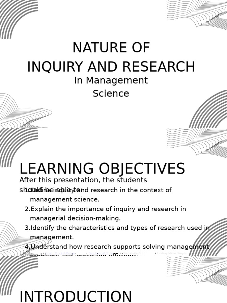 Inquiry and Research in Management Science | PDF | Inquiry | Science