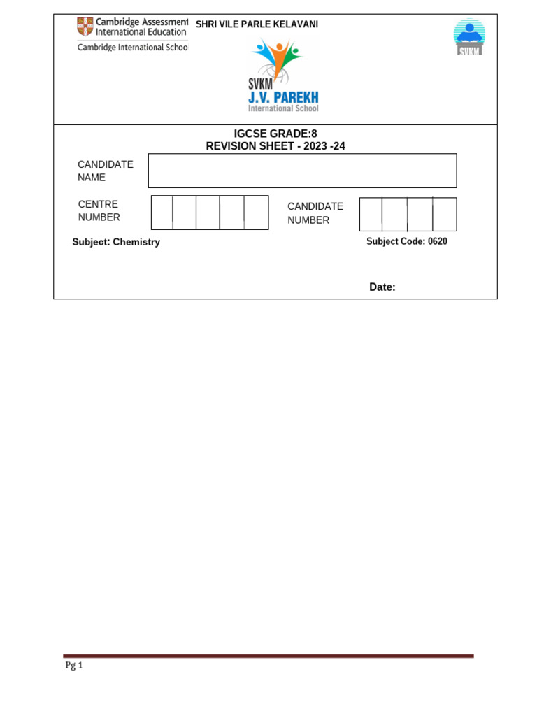 Grade 8 Rate of Reaction Worksheet | PDF
