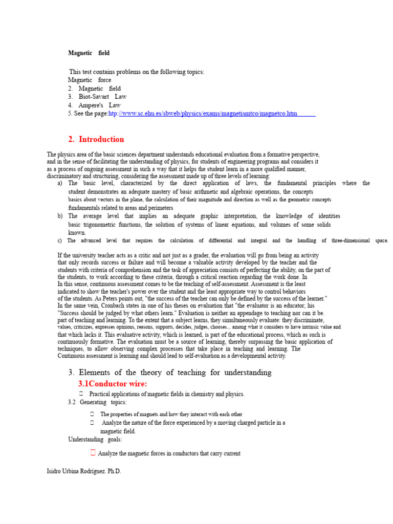 Magnetic Field Concepts and Problems | PDF | Magnetic Field | Force