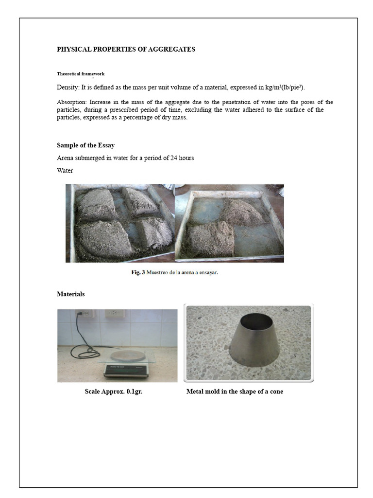 Physical Properties of Aggregates Analysis | PDF | Density | Volume