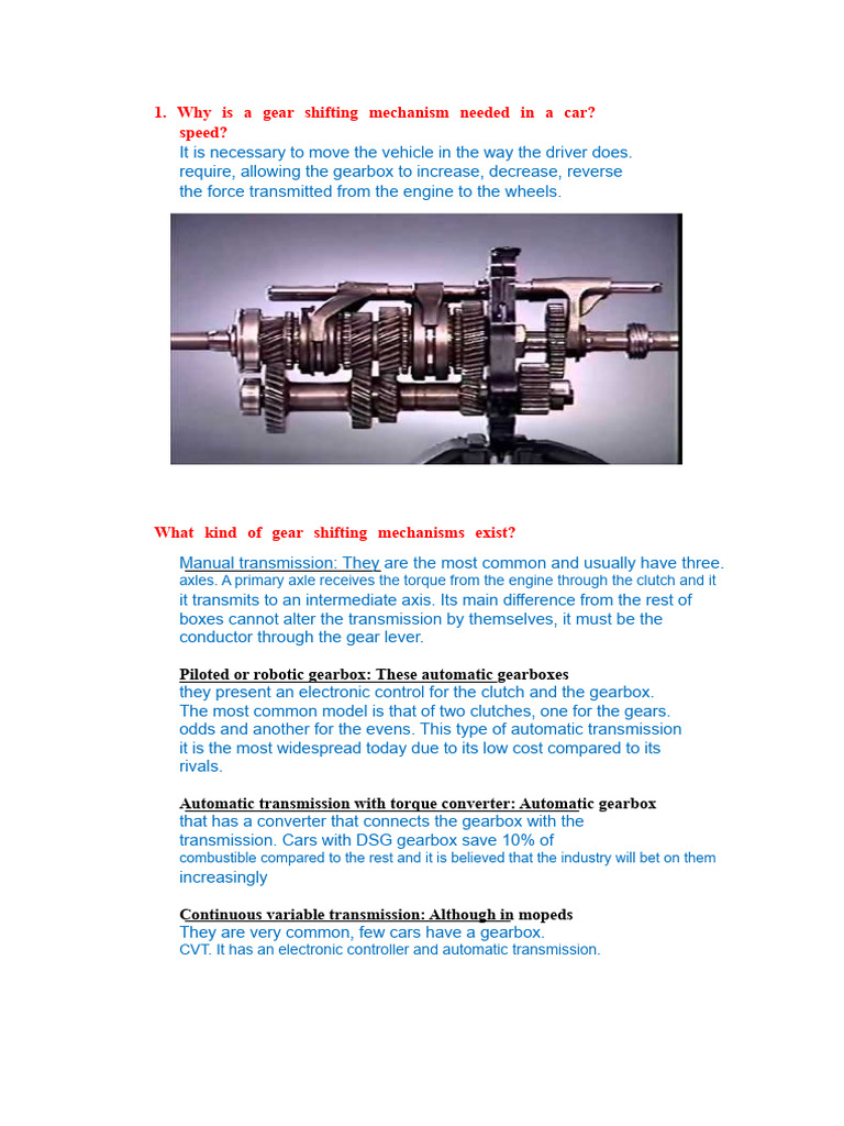 Car Gear Shifting Mechanisms Explained | PDF | Automatic Transmission ...