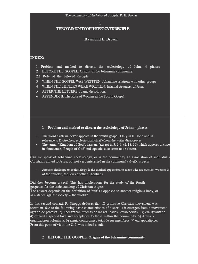 Johannine Community and Beloved Disciple | PDF | Gospel Of John | Jesus