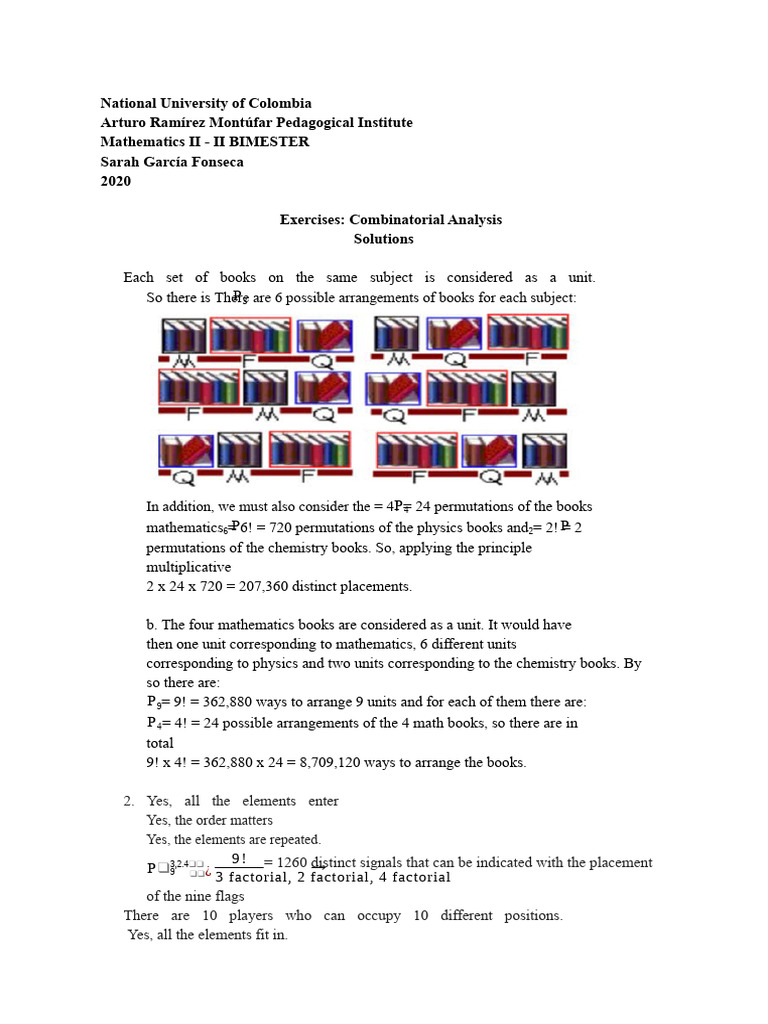 Combinatorial Analysis Exercises Solutions | PDF | Permutation ...