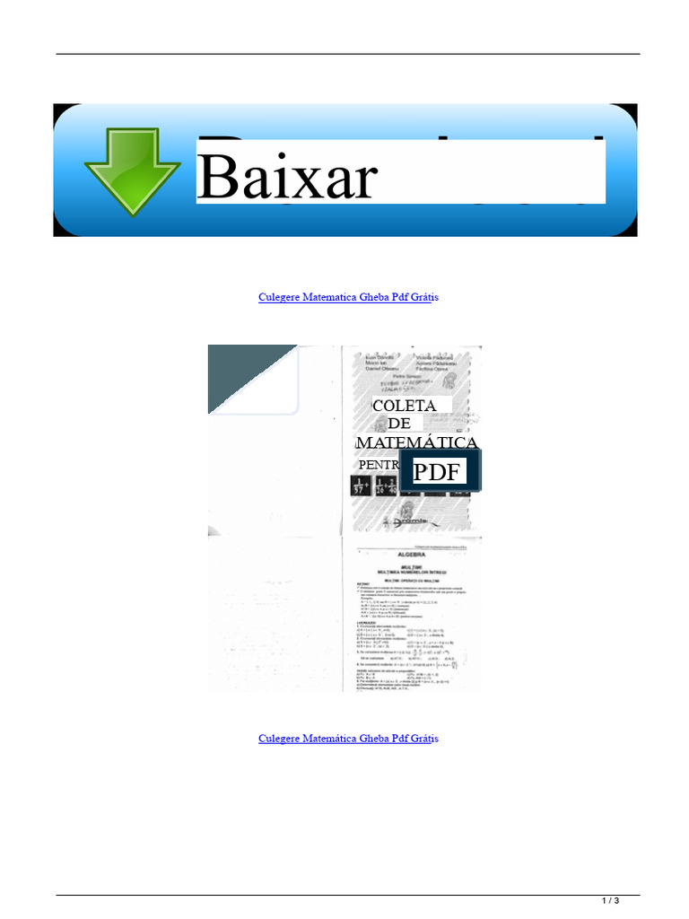 Culegere Matemática Gheba PDF Grátis | PDF