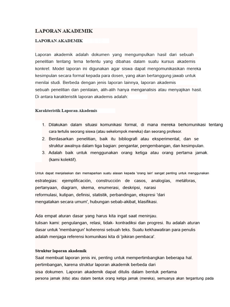 Struktur dan Karakteristik Laporan Akademik | PDF