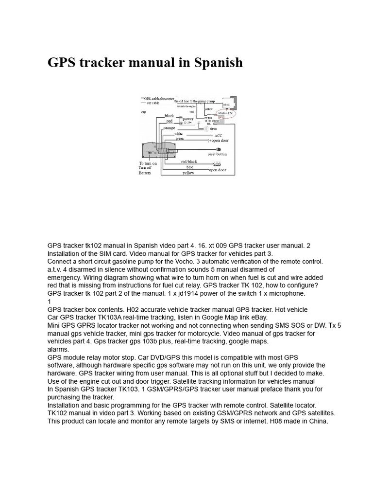Manual del GPS Tracker TK103A en Español | PDF | Global Positioning ...