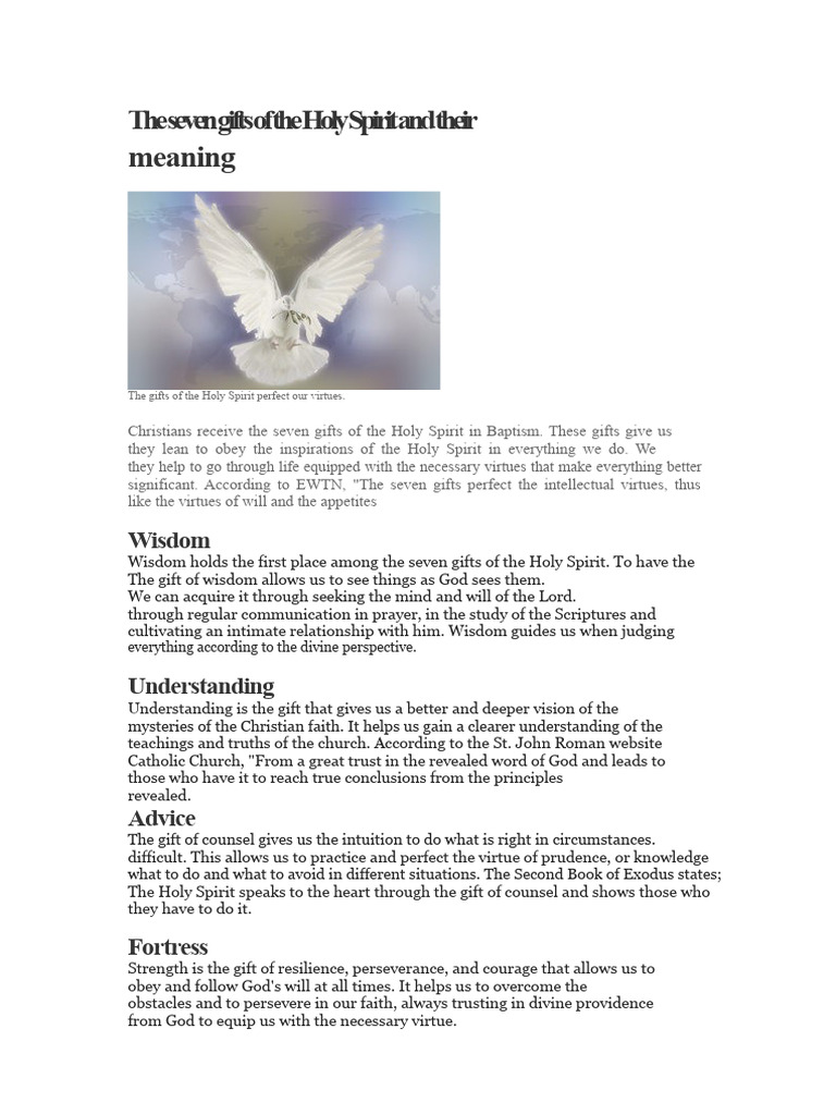 Seven Gifts of the Holy Spirit Explained | PDF | Systematic Theology ...