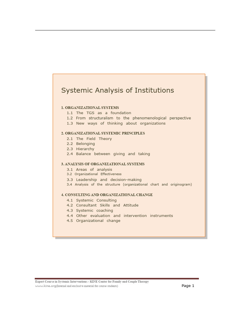 1-Systemic Analysis Institutions PDF | PDF | System | Reality