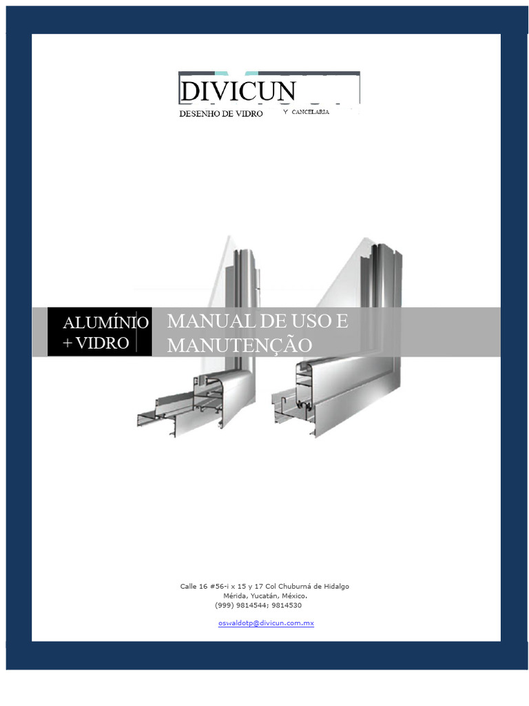 Manual de Uso e Manutenção de Vidro e Alumínio | PDF | Alumínio | Óculos