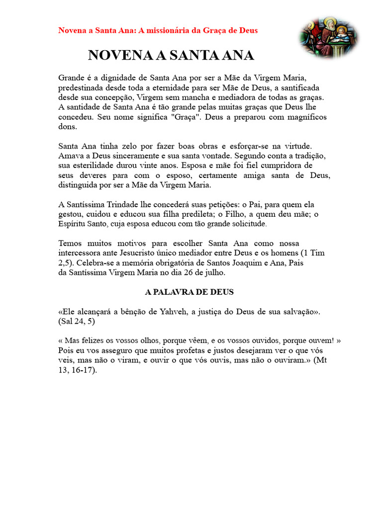 NOVENA A SANTA ANA 2019 - cópia (1).pdf | PDF | Oração | Maria, mãe de ...