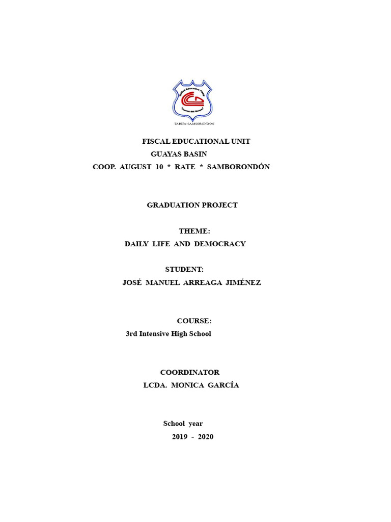 GRADUATION PROJECT JOSE ARREAGA JIMENEZ DAILY LIFE AND DEMOCRACY | PDF ...