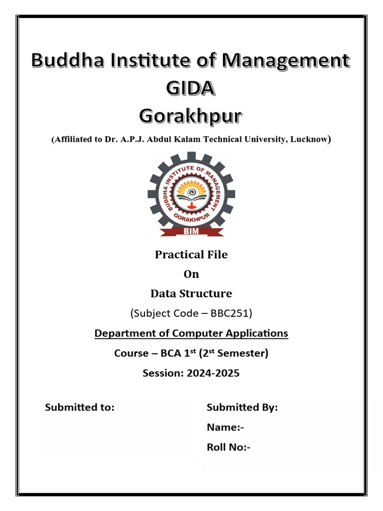 Data Structure Practical File BCA 2024-2025 | PDF