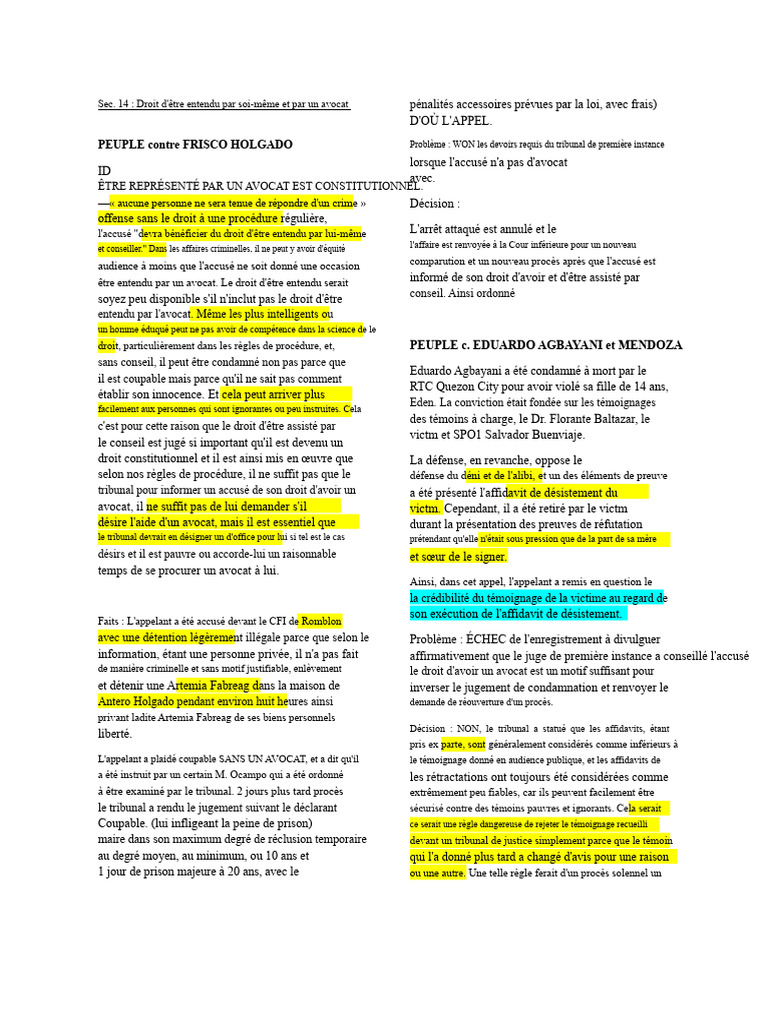 Droit à un avocat en procédure pénale | PDF | Crimes | Crime et violence