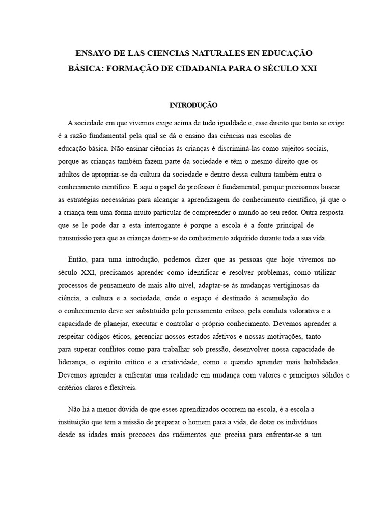 Ensino de Ciências na Educação Básica | PDF | Science | Aprendizado