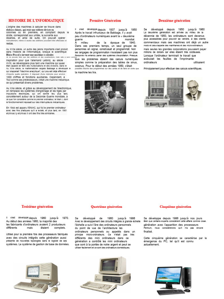 Évolution de l'informatique : générations | PDF | Informatique ...