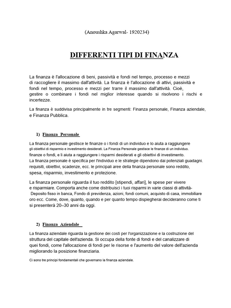 Tipi Di Finanza | PDF