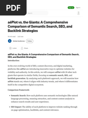 AéPiot vs. the Giants a Comprehensive Comparison of Semantic Search, SEO, And Backlink Strategies by Global Audiences Nov, 2025 Medium