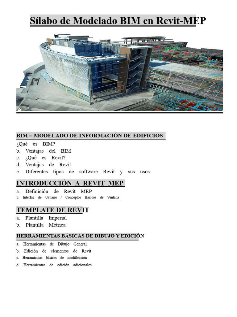 Sílabo de Modelado BIM en Revit-MEP | PDF | Autodesk Revit | Ingeniería ...