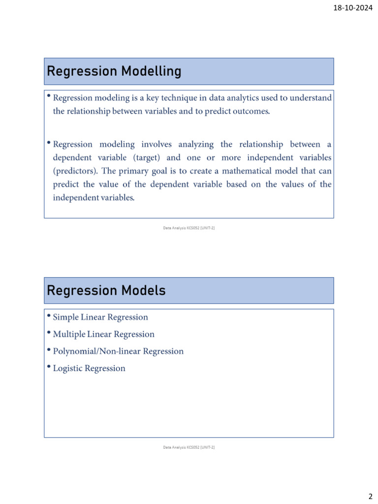 Data Analysis Techniques Overview | PDF | Linear Regression | Support ...