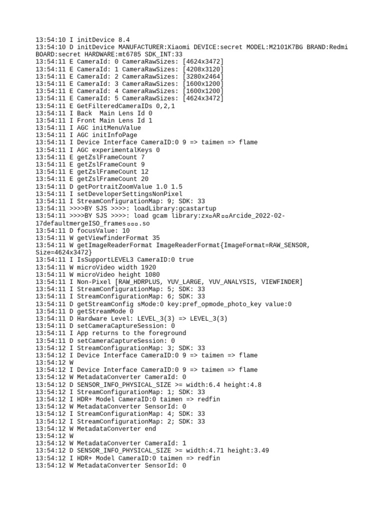 Xiaomi Redmi M2101K7BG Camera Logs | PDF | Computing