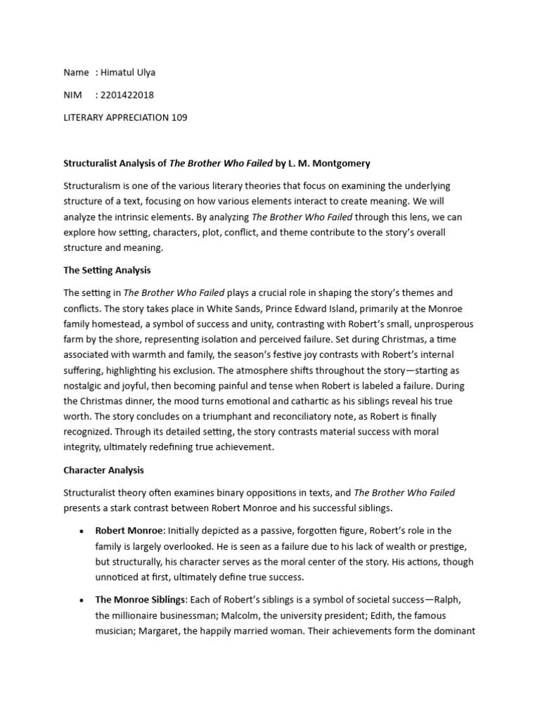 Structuralist Analysis of Montgomery's Story | PDF