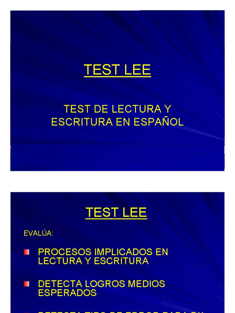 Test de Lectura y Escritura en Español | PDF | Estudios de idiomas ...