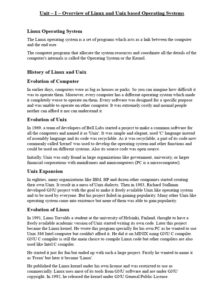 Overview of Linux and Unix Systems | PDF | Linux | Linux Distribution