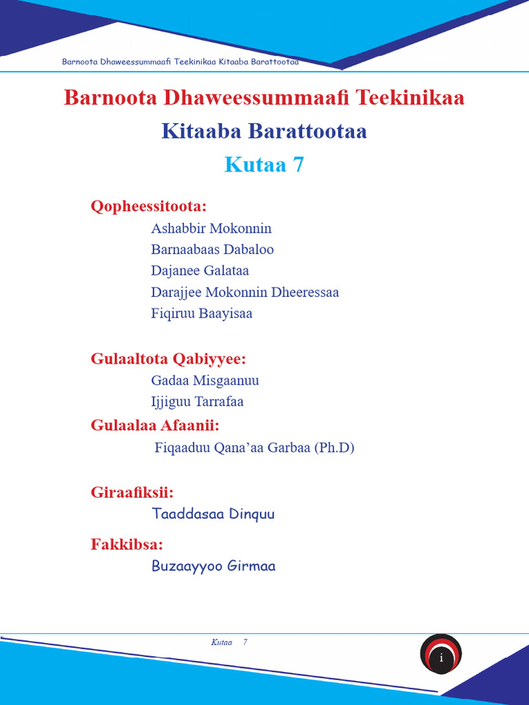 Barnoota Dhaweessummaa KB Kutaa 7final Sep 24 2024 | PDF