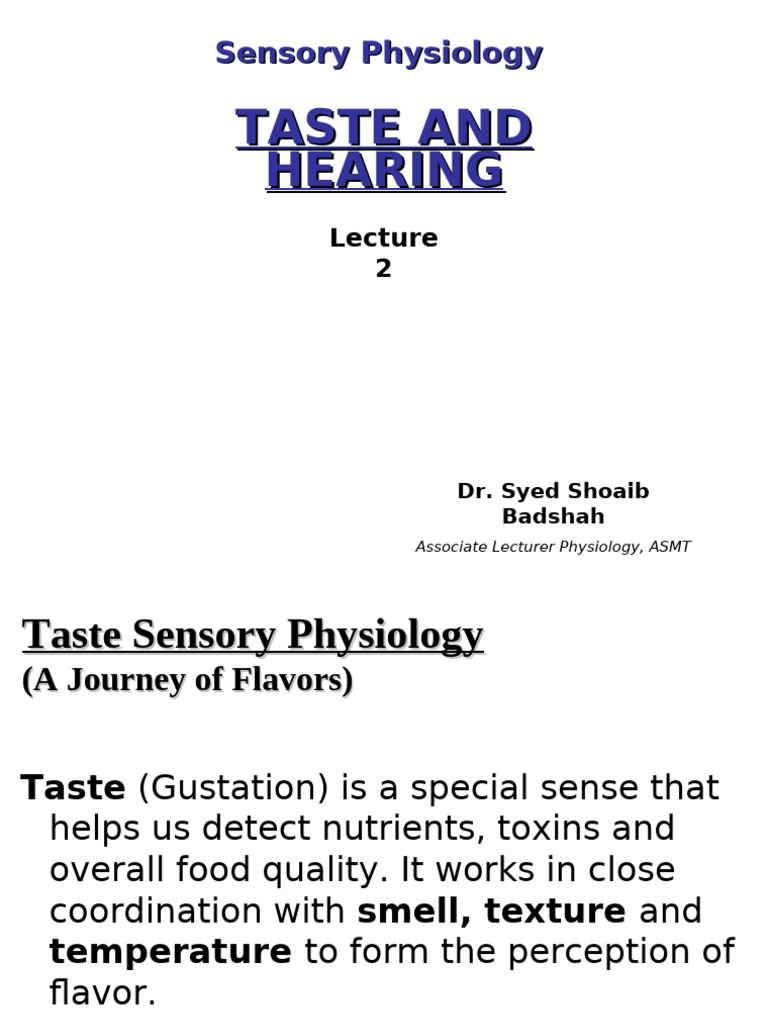 Sensory Physiology: Taste and Hearing Insights | PDF | Taste | Auditory ...
