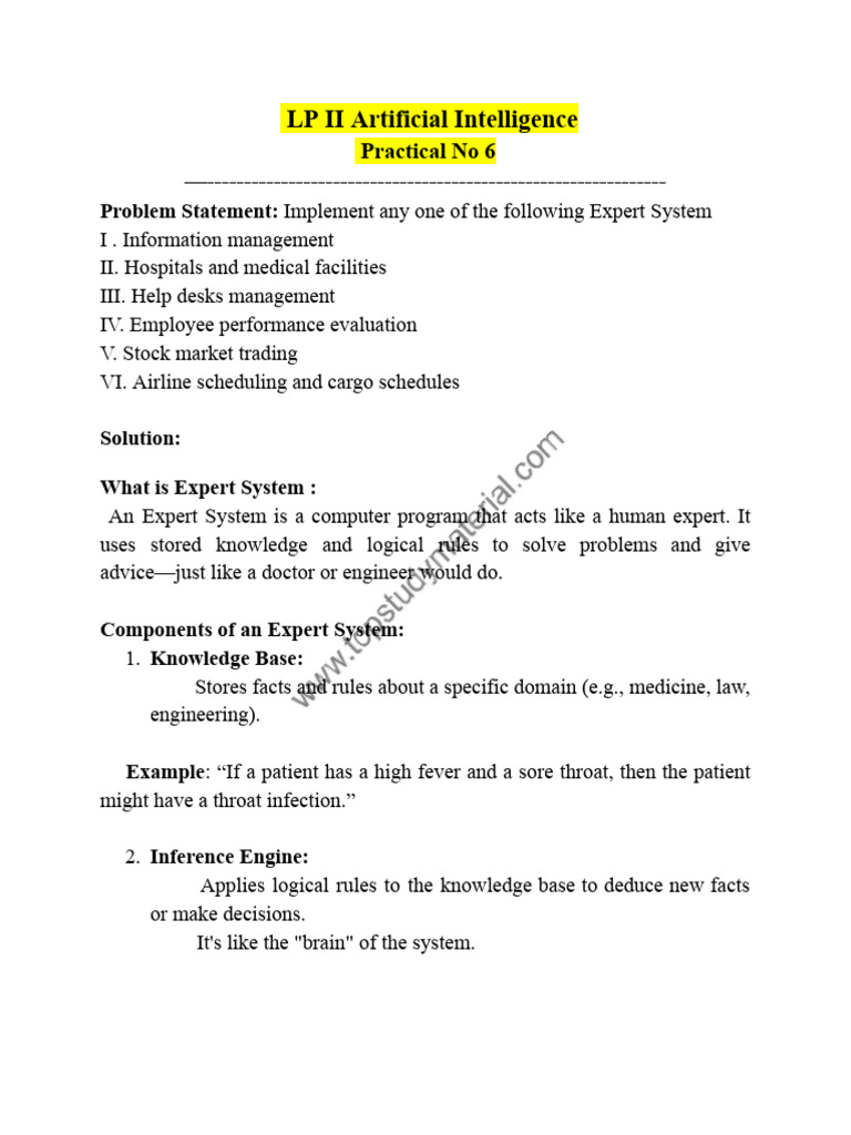 Lp2 Ai Practical 6 Expert System | PDF | Artificial Intelligence ...