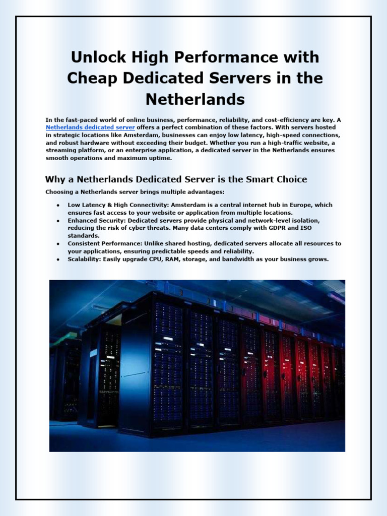Affordable Dedicated Servers in Netherlands | PDF | Scalability ...