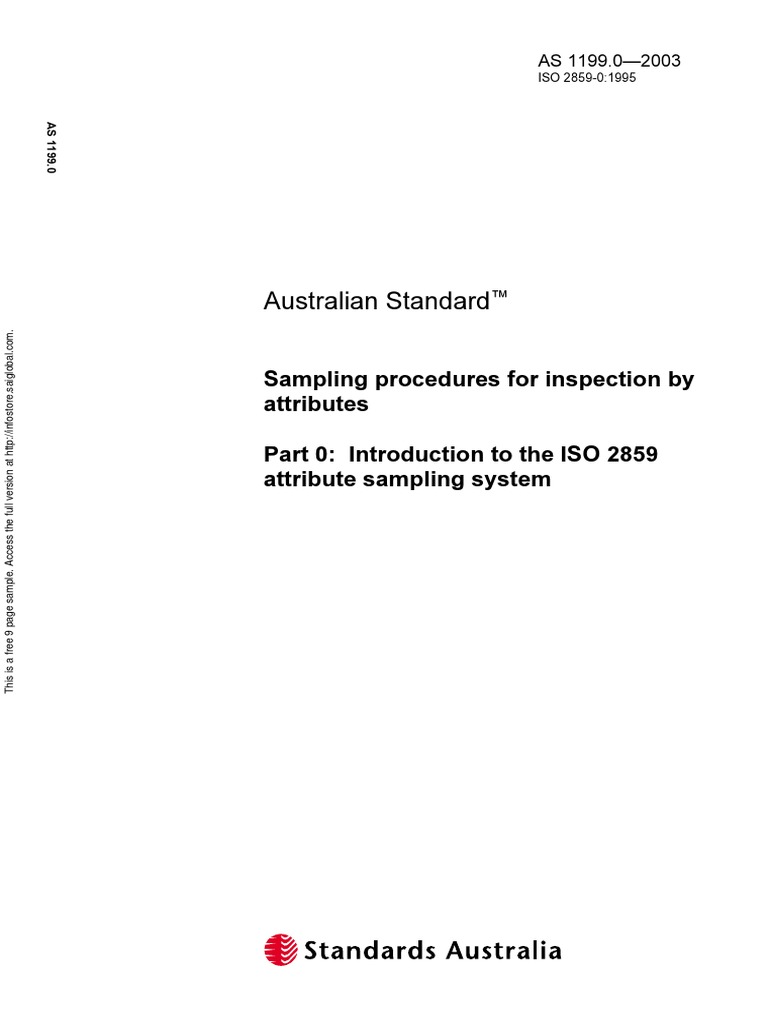 As 1199.0-2003 Sampling Procedures For Inspection by Attributes ...