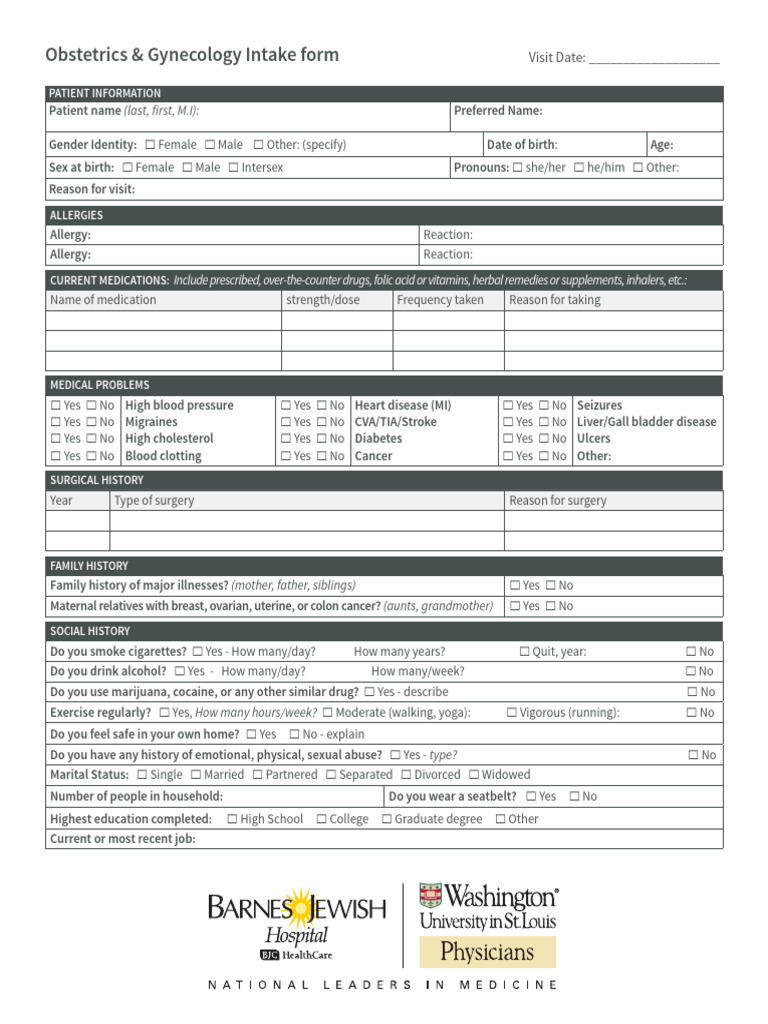 OBGYN IntakeForm2.19 Fillable | PDF | Pregnancy | Miscarriage