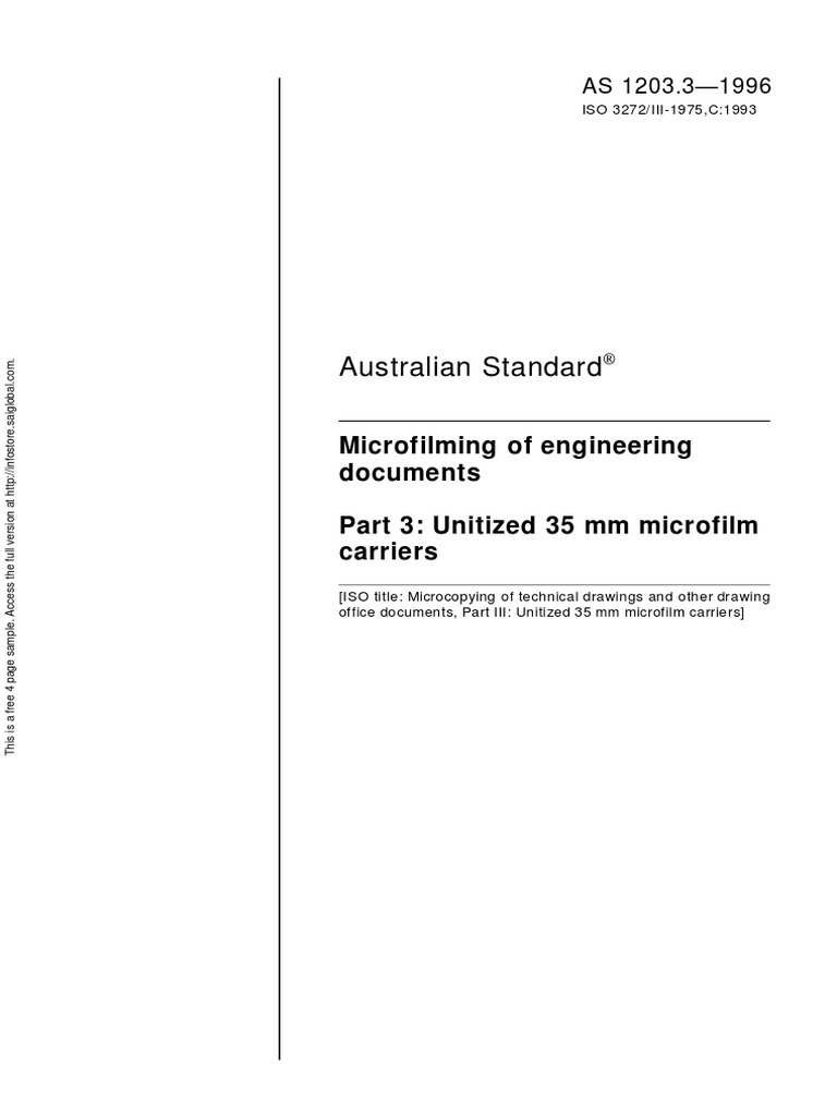 As 1203.31996 Microfilming of Engineering Documents Unitized 35 MM