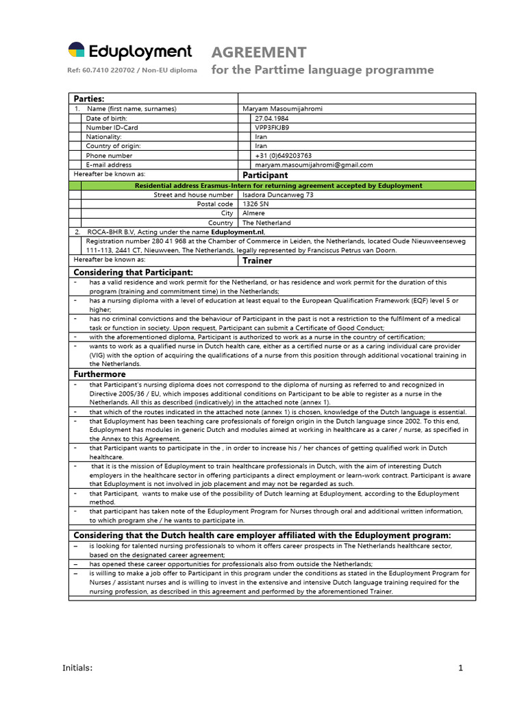 Eduployment Dutch Language Agreement | PDF | Teachers | Vocational ...