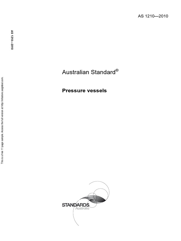 As 1210-2010 Pressure Vessels | PDF | Pipe (Fluid Conveyance) | Leak