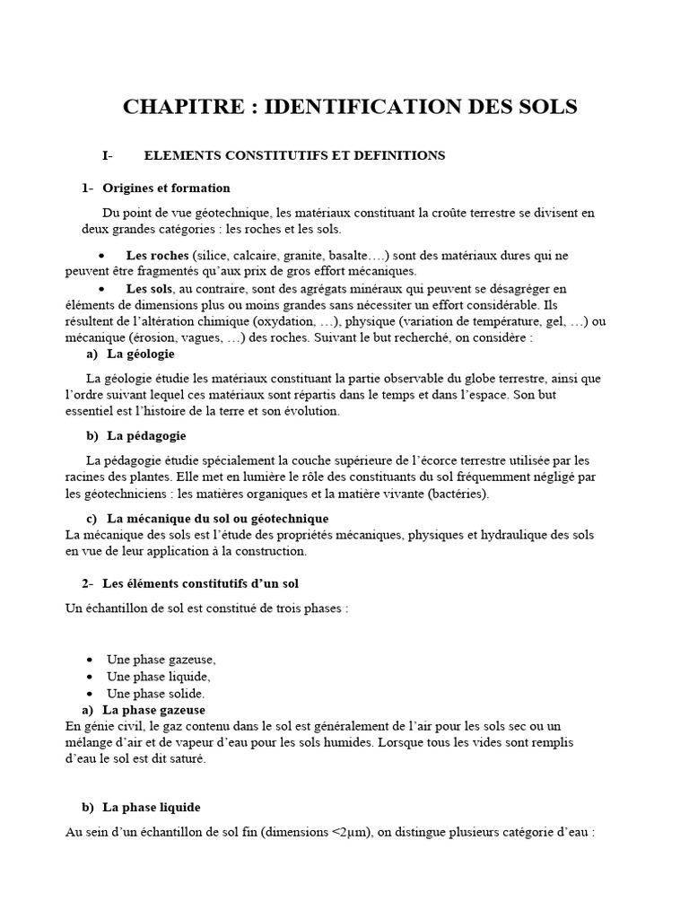 Identification et classification des sols | PDF | Sol (pédologie ...