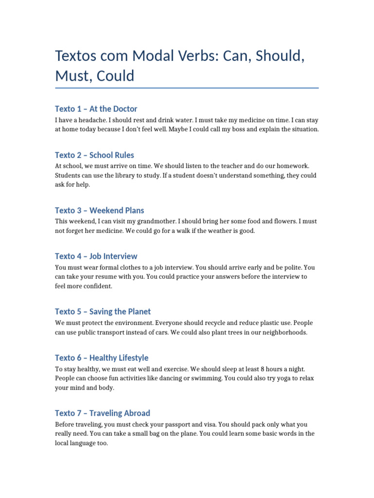 Modal Verbs in Everyday Situations | PDF